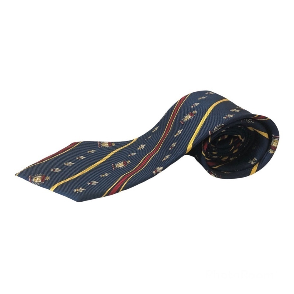 Vintage‎ Chaps Ralph Lauren Navy Blue & Red Patterned Tie
